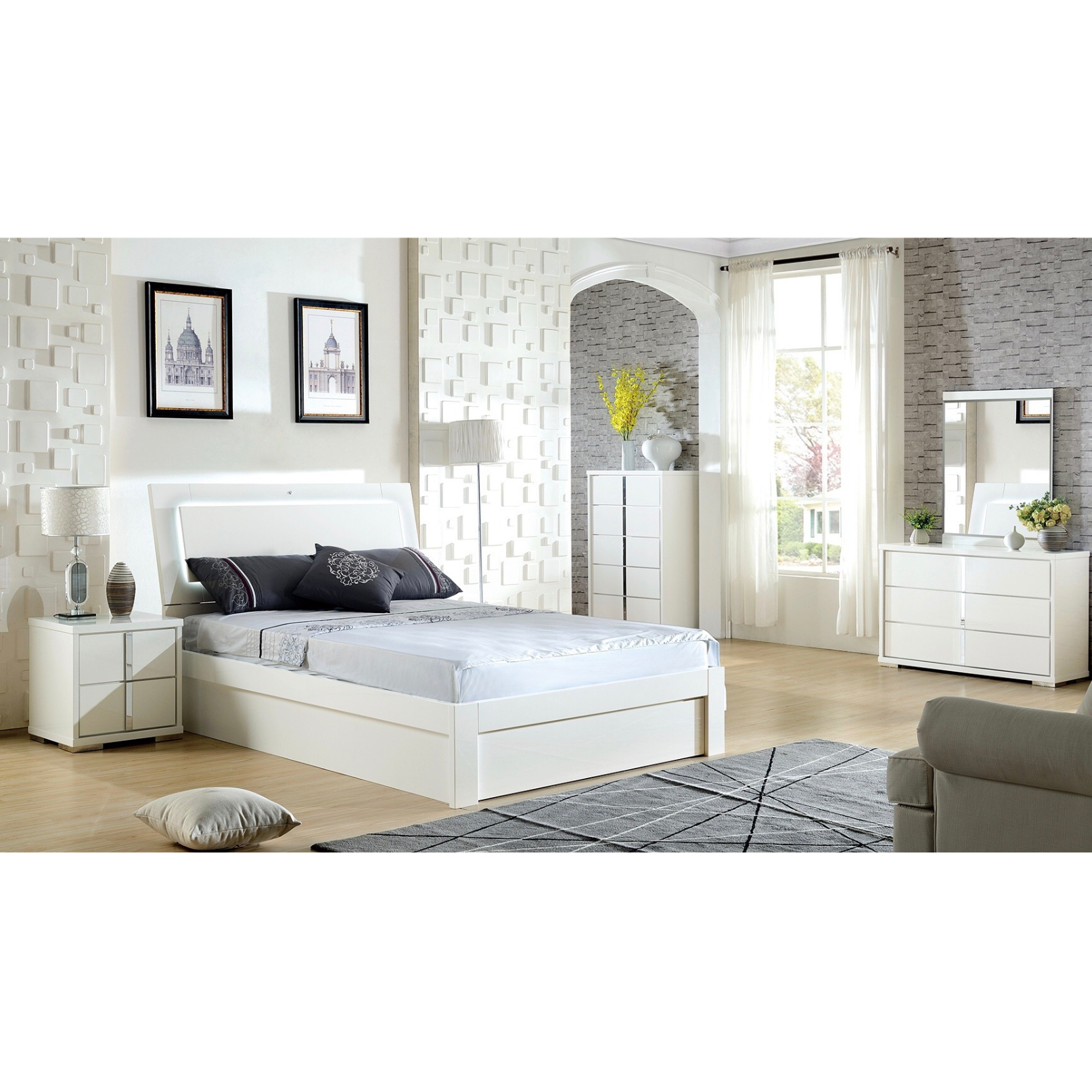 manhattan double bed queen bed king bed gloss white