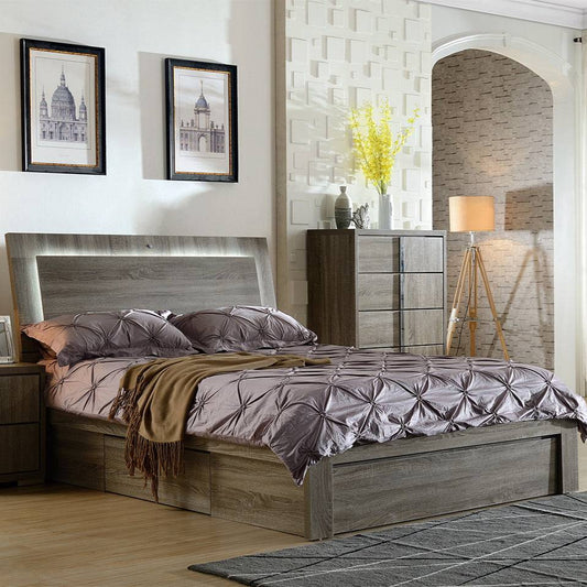 Manhattan queen bed mocha oak