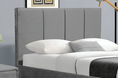 Matthew bed frame in velvet grey fabric - double size