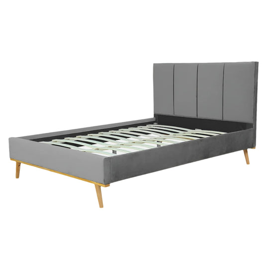 Matthew bed frame in velvet grey - available in double and queen size