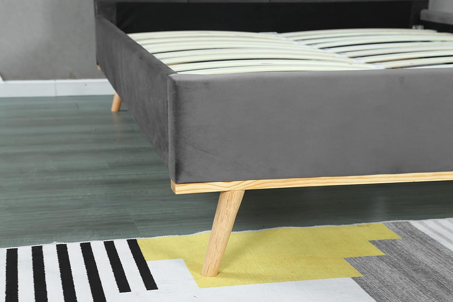 matthew bed end close up with velvet plush
