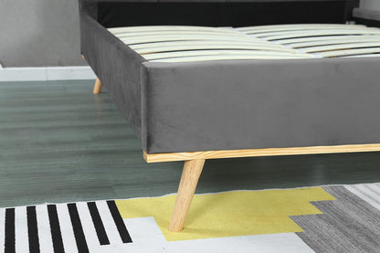 matthew bed end close up with velvet plush