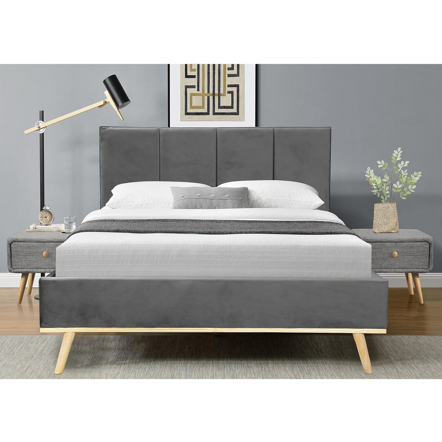 methew bed frame, bedside table