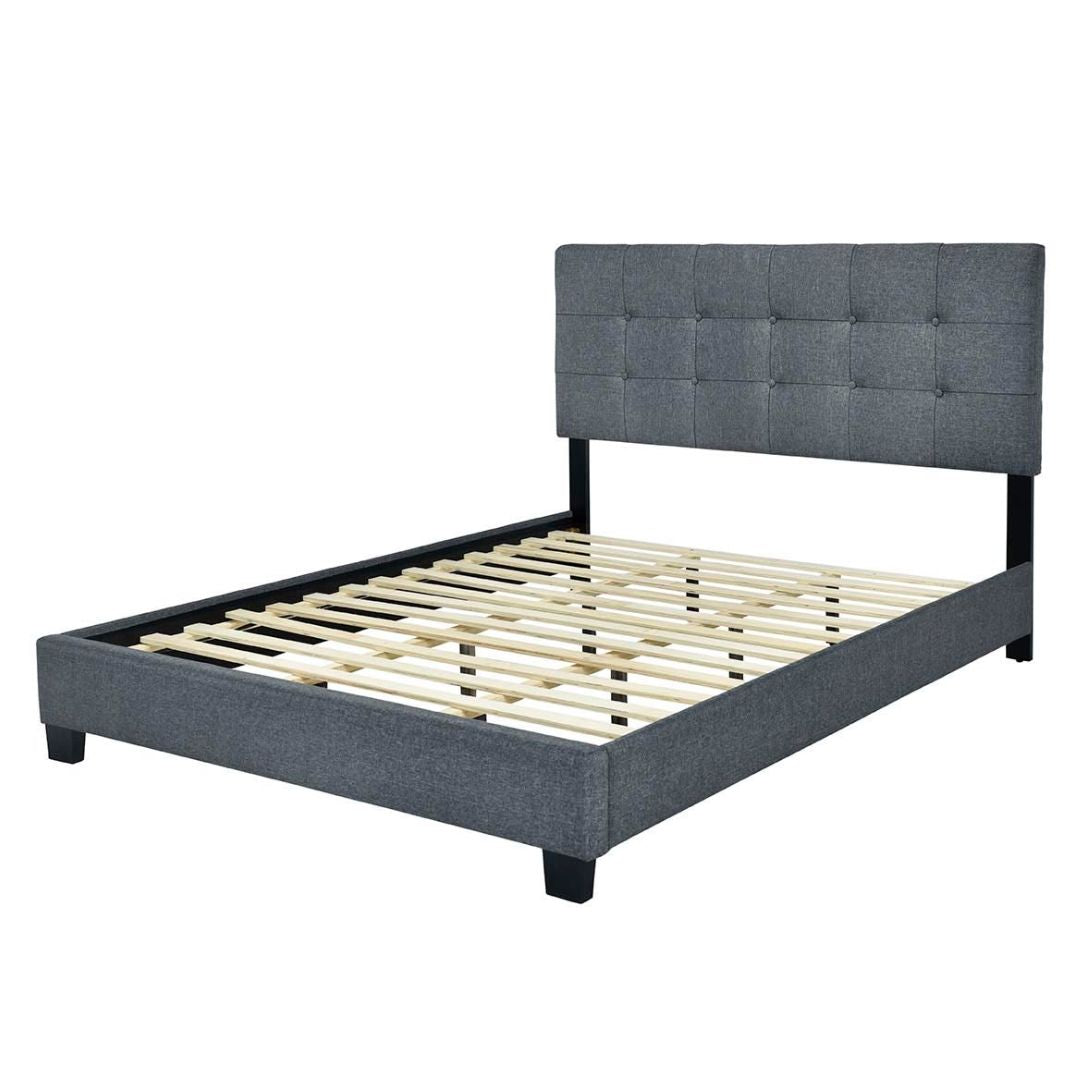 best simple fabric bed in grey color available in double and queen size