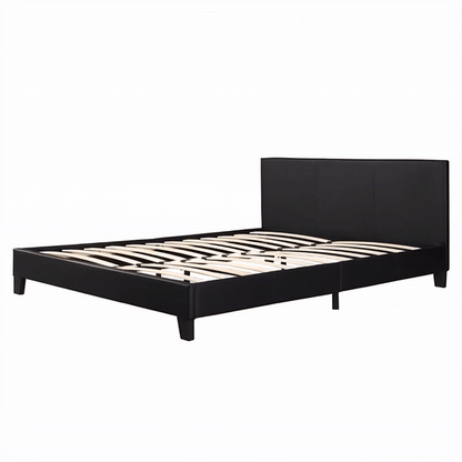 Monica Bed Frame (White,Black Leather)