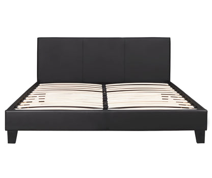 Monica PU leather bed frame in black (front view)