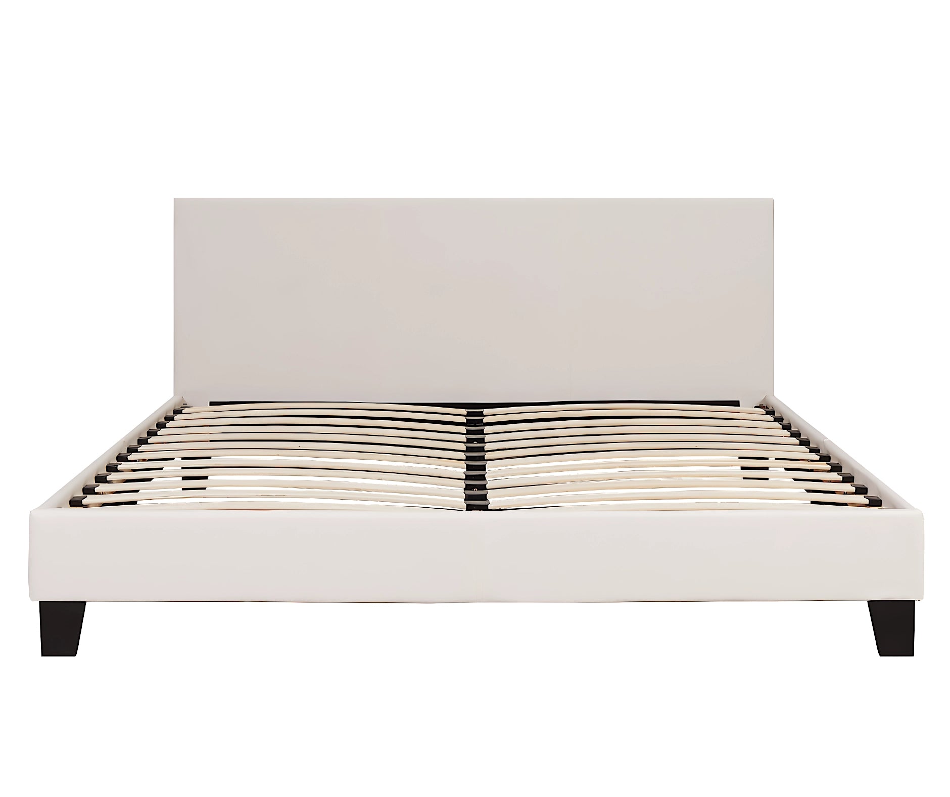 Monica PU leather bed frame in white (front view)