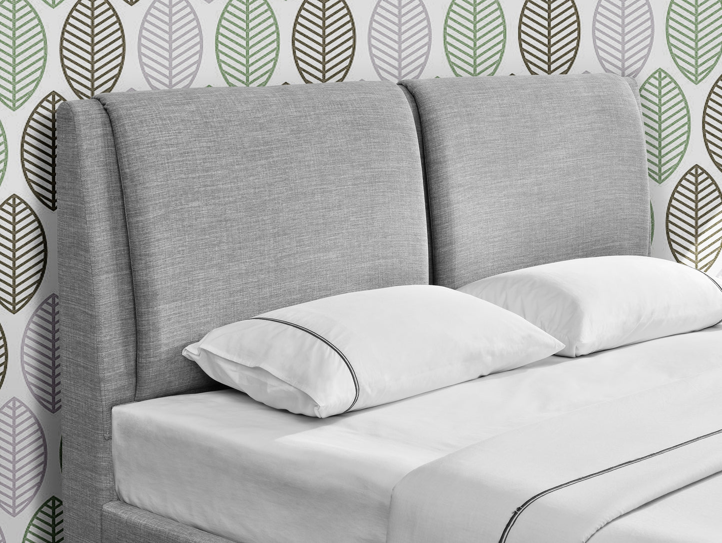 Rebecca light grey fabric bedhead