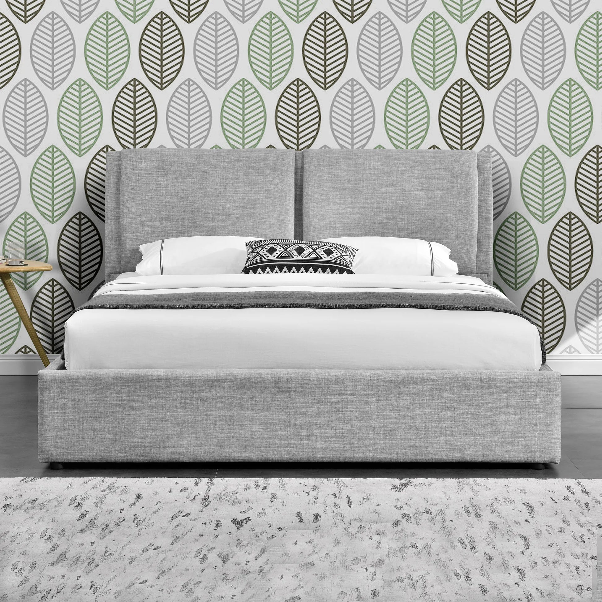 Rebecca light grey bed frame front view