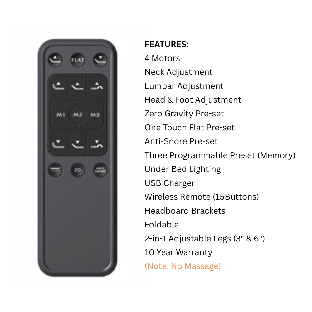 reflex b400 adjustable base remote control