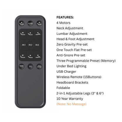 reflex b400 adjustable base remote control