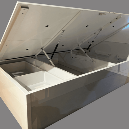 Gloss white side panel gas lift with big end drawer