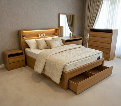 Trendy bed frame with drawers