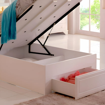 Vangogh white king single gas lift storage bed frame