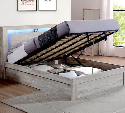 Victoria queen size bed frame with gas lift storage underneath
