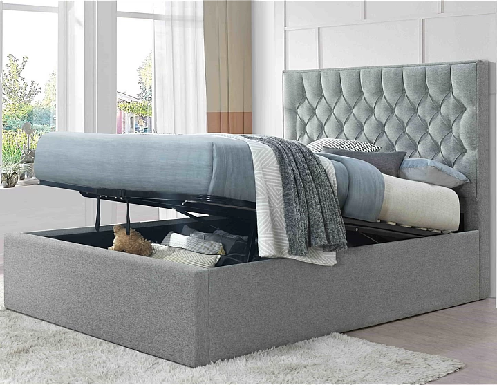William bed with gas lift in grey