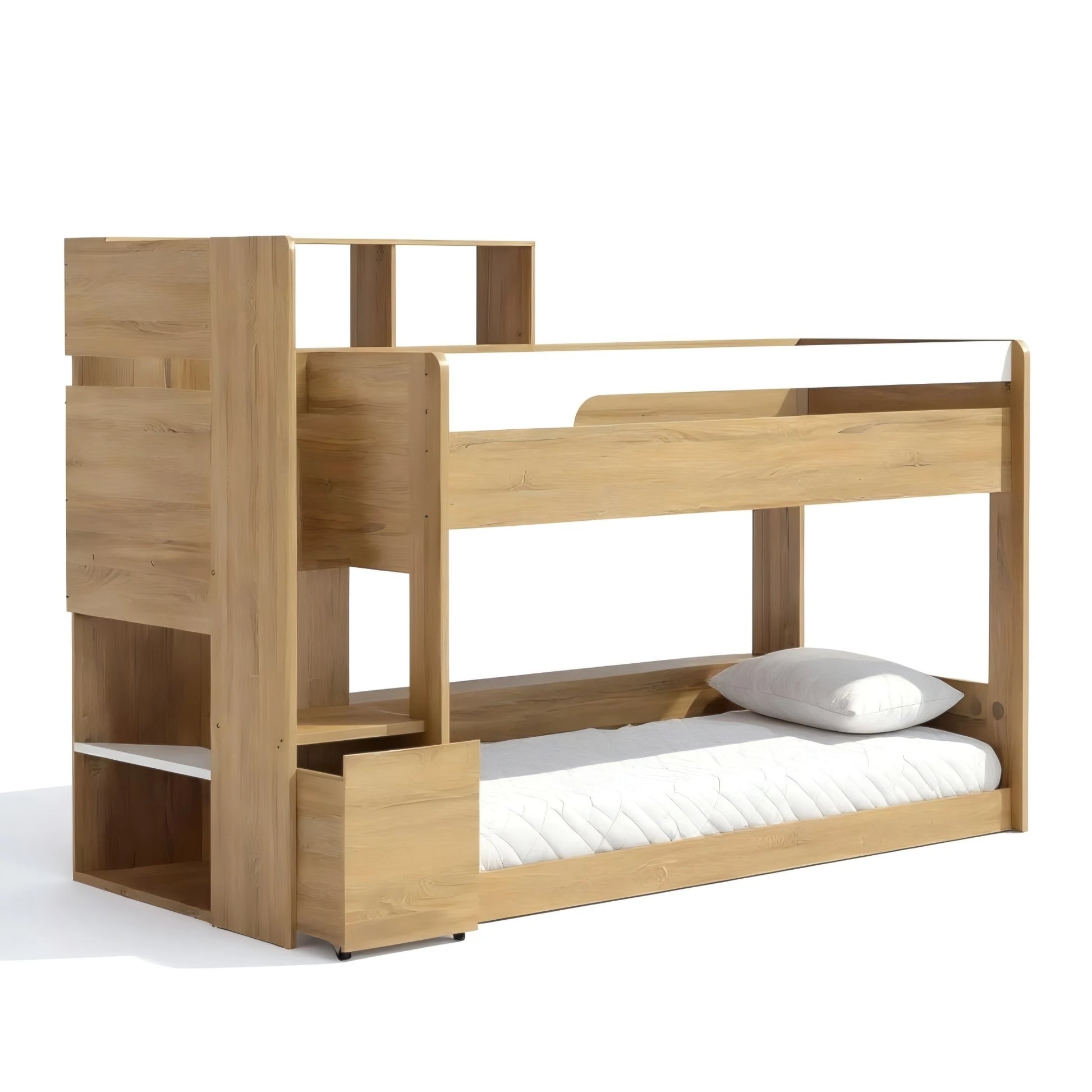 Zegna low bunk bed in single size, oak colour