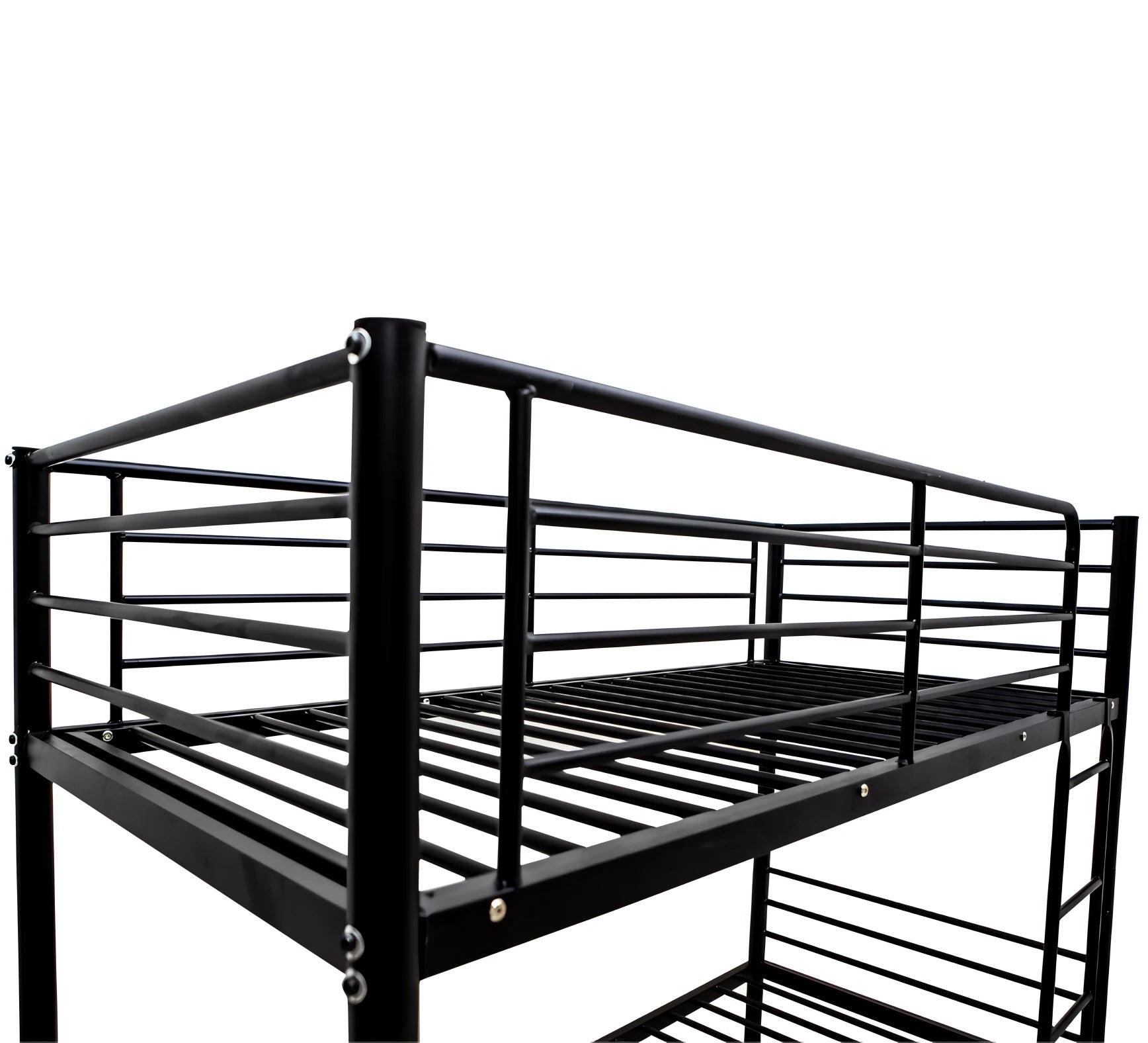 City metal bunk bed - top bunk detail