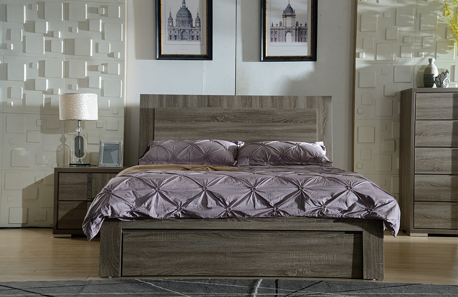 manhattan mocha oak colour, LED light, modern style bed frame