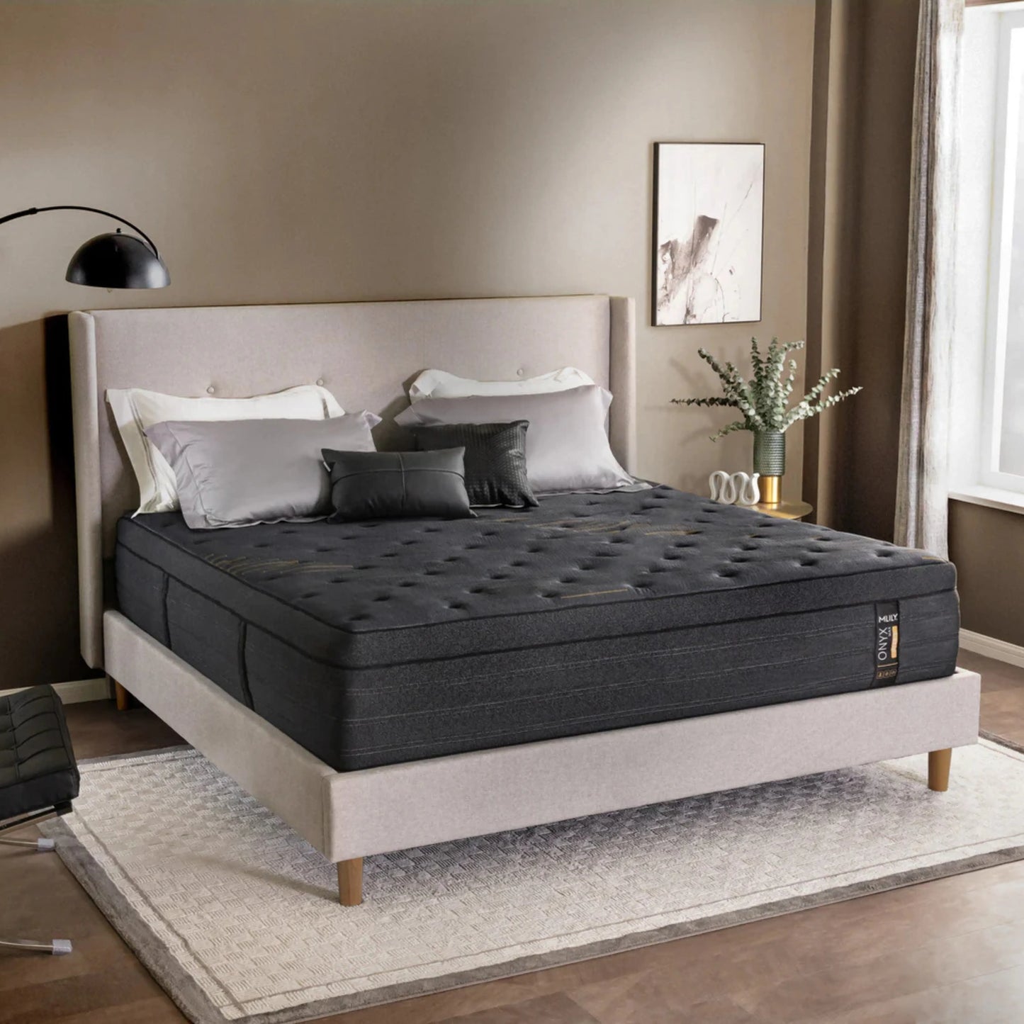 mlily onxy medium mattress on bed frame
