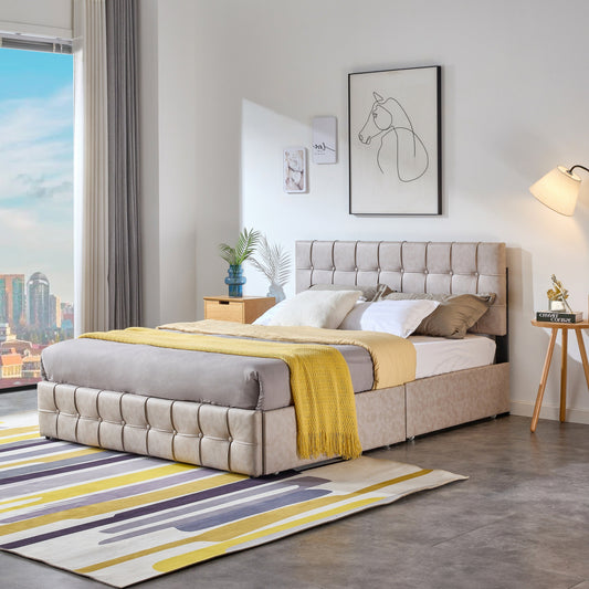 Norwa upholstered platform bed frame queen size